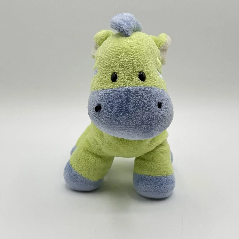 Carter's Just One Year Green Blue Zebra Plush Rattle Lovey 7